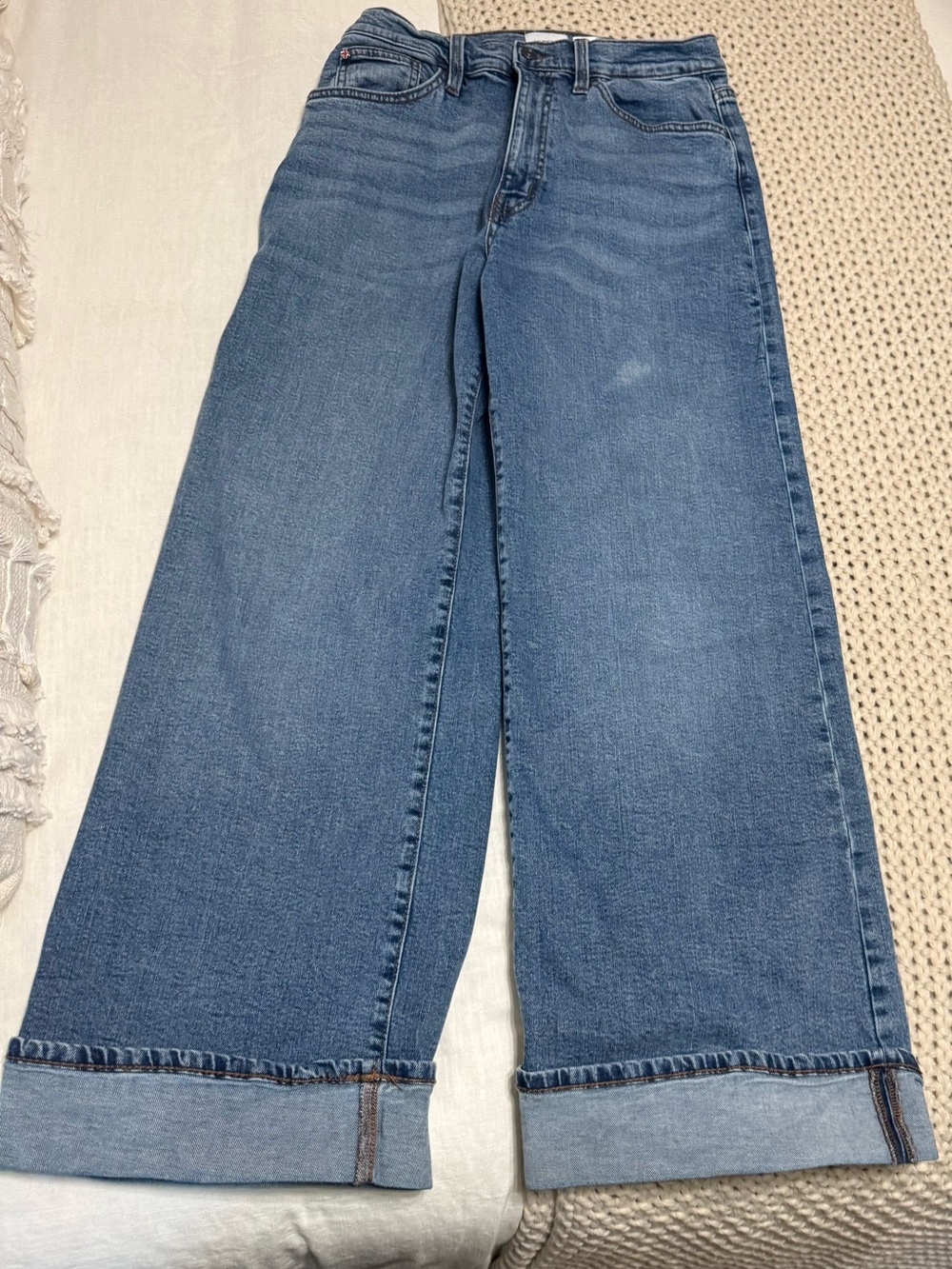 Wide Leg Blue Jeans for Women